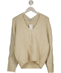 MANGO Cream V - neck Braided Sweater UK S - Reliked