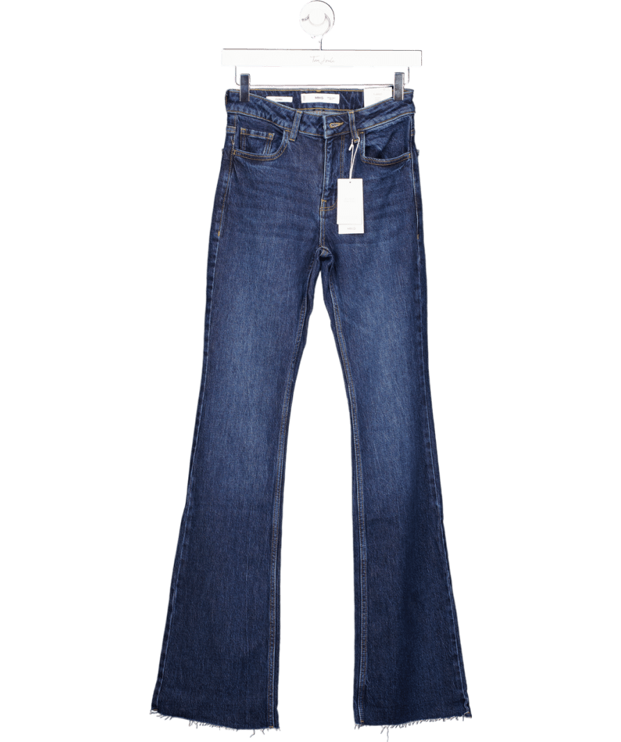 MANGO Dark Blue Fiona Flared Mid - rise Jeans UK 8 - Reliked
