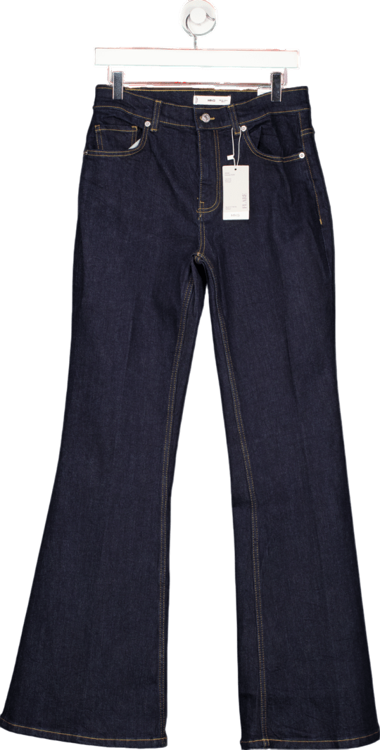 MANGO Dark Blue Violet Flared High Rise Jeans UK 10 - Reliked