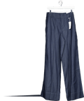 MANGO Dark Blue Wide Leg Denim Pants With Stitching UK M - Reliked