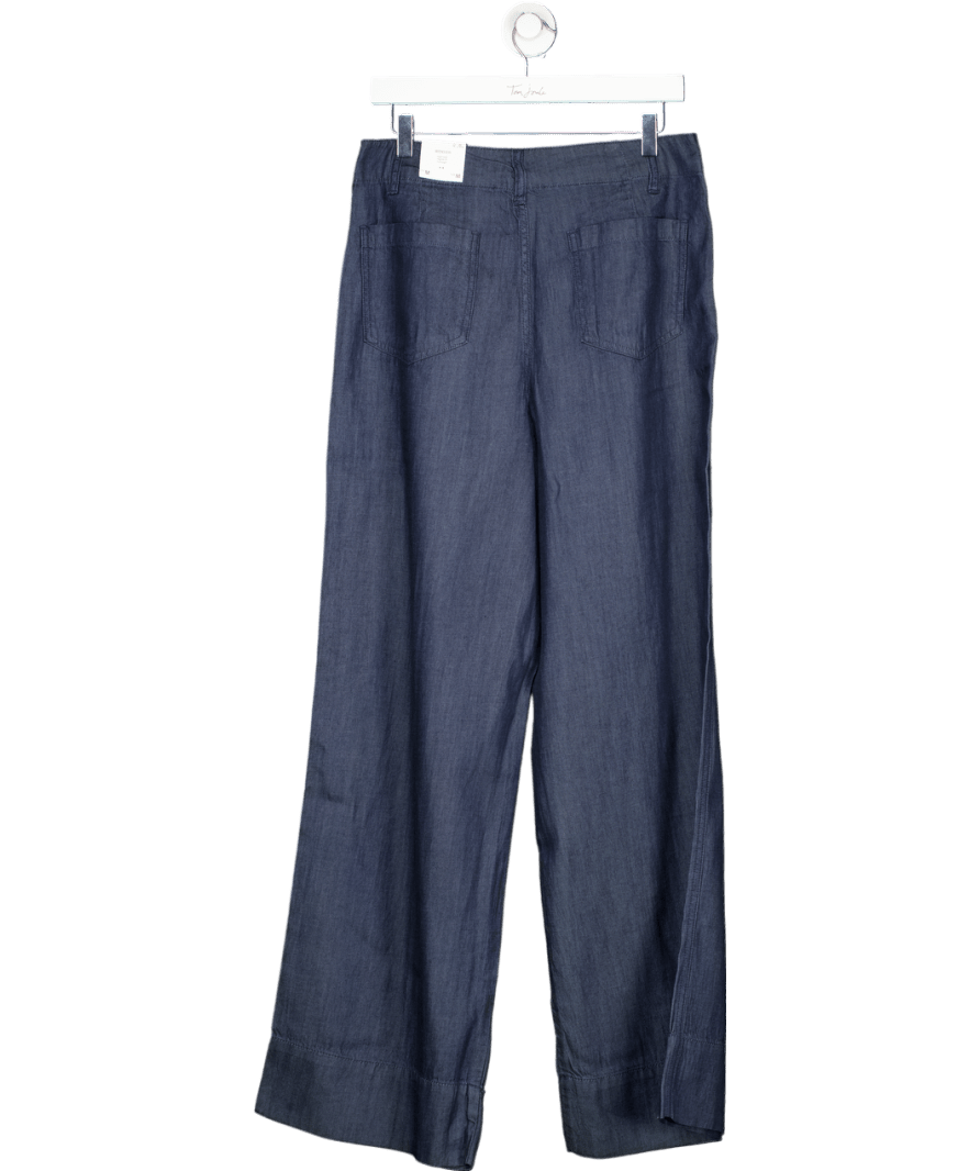 MANGO Dark Blue Wide Leg Denim Pants With Stitching UK M - Reliked