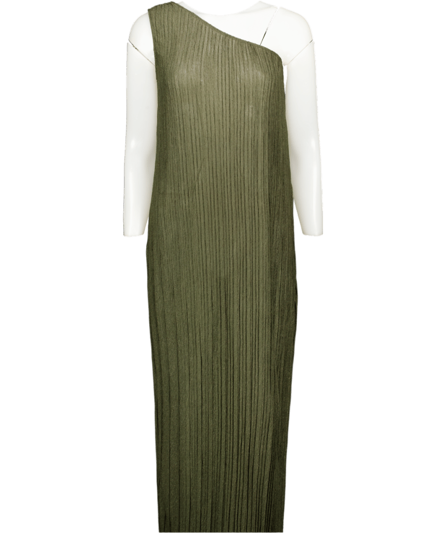MANGO Green Asymmetric Ribbed Knit Dress UK M - Reliked