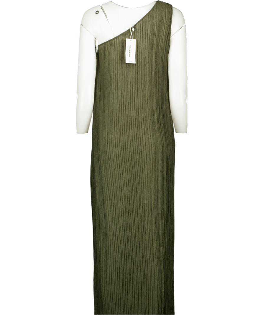 MANGO Green Asymmetric Ribbed Knit Dress UK M - Reliked