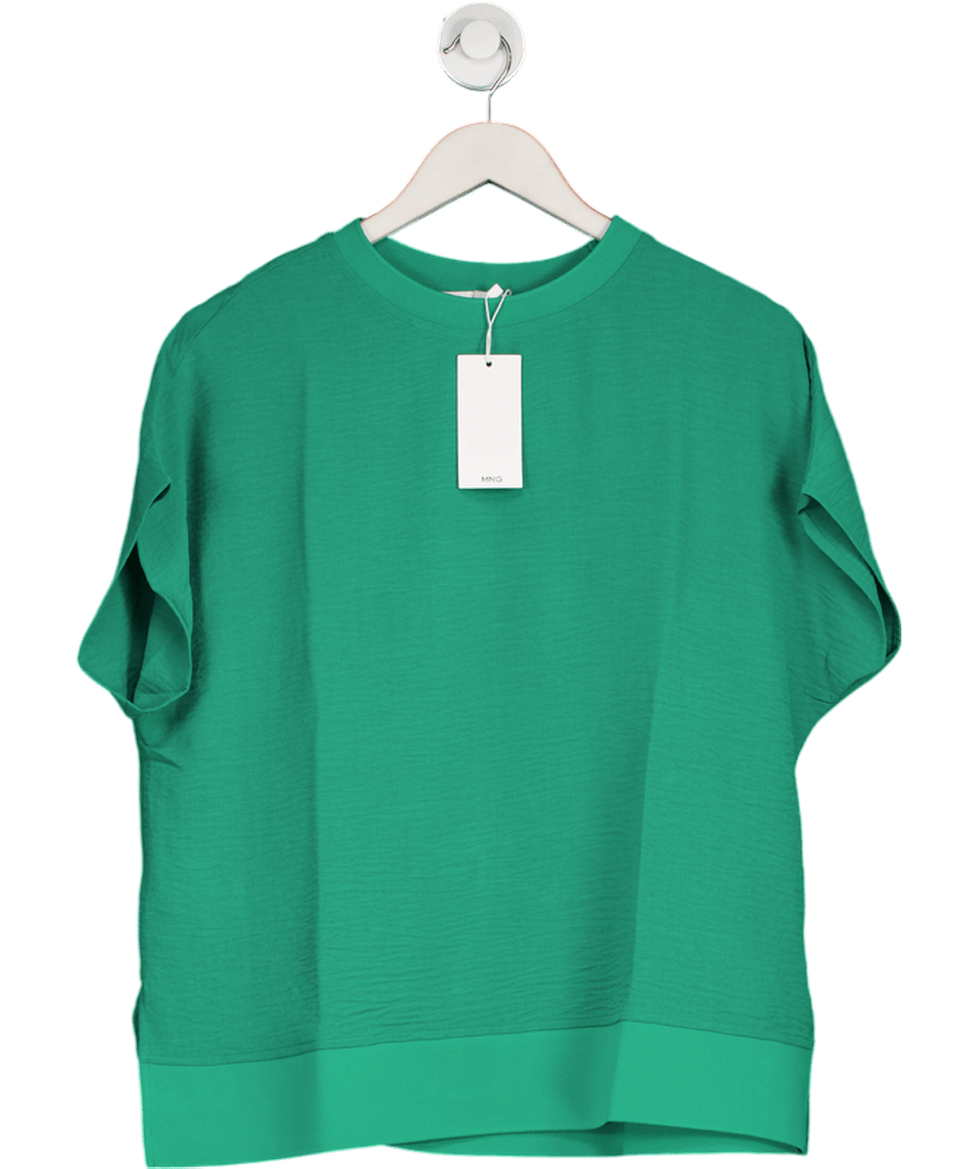 MANGO Green Fluid Short - sleeve T-shirt UK M - Reliked