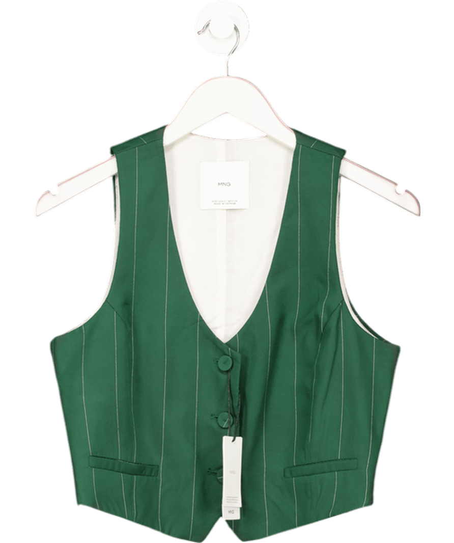 MANGO Green Pinstriped Suit Waistcoat Top UK S - Reliked