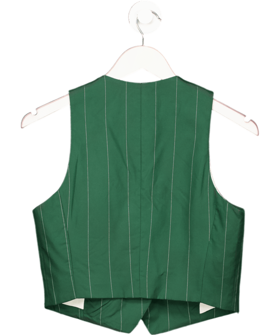 MANGO Green Pinstriped Suit Waistcoat Top UK S - Reliked