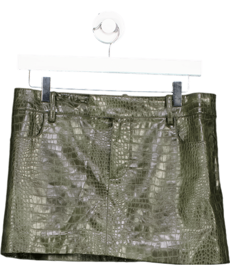 MANGO Green Snake Print Faux Leather Mini Skirt UK 8 - Reliked