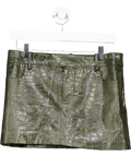 MANGO Green Snake Print Faux Leather Mini Skirt UK 8 - Reliked