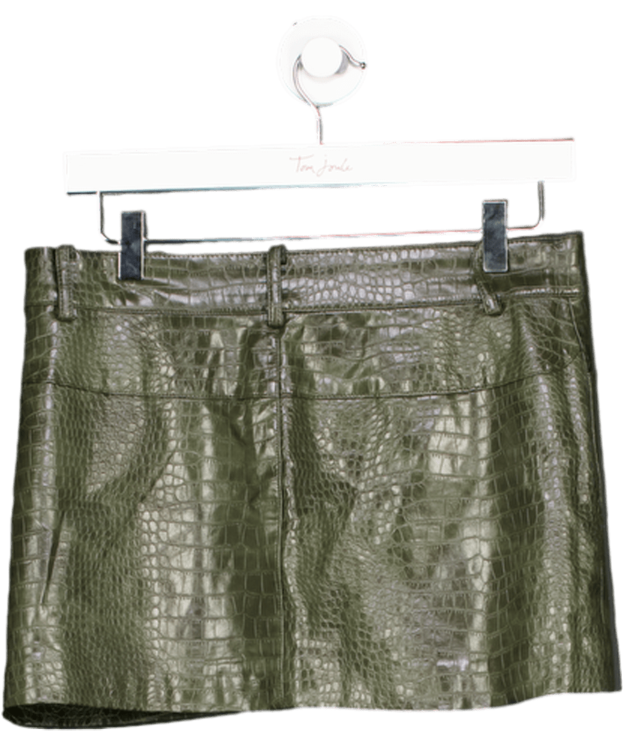 MANGO Green Snake Print Faux Leather Mini Skirt UK 8 - Reliked