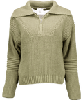 MANGO Green Wool Blend Ribbed Sweater With Zip Collar UK S - Reliked