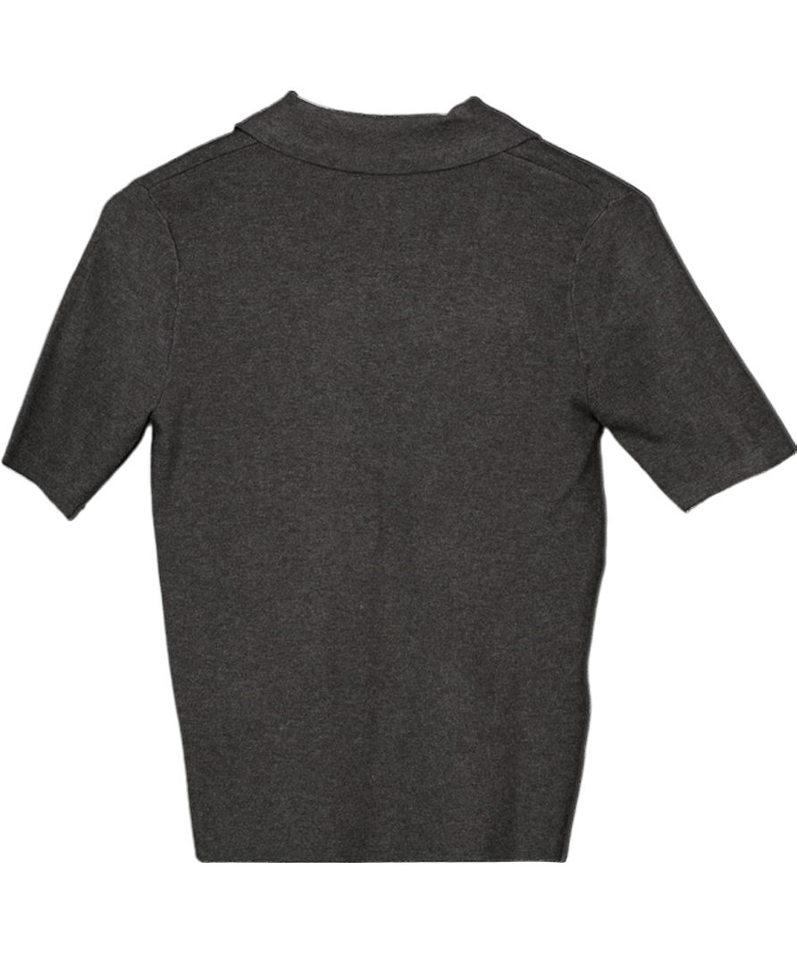 MANGO Grey Fine - knit Sweater With Shirt Collar UK M - Reliked