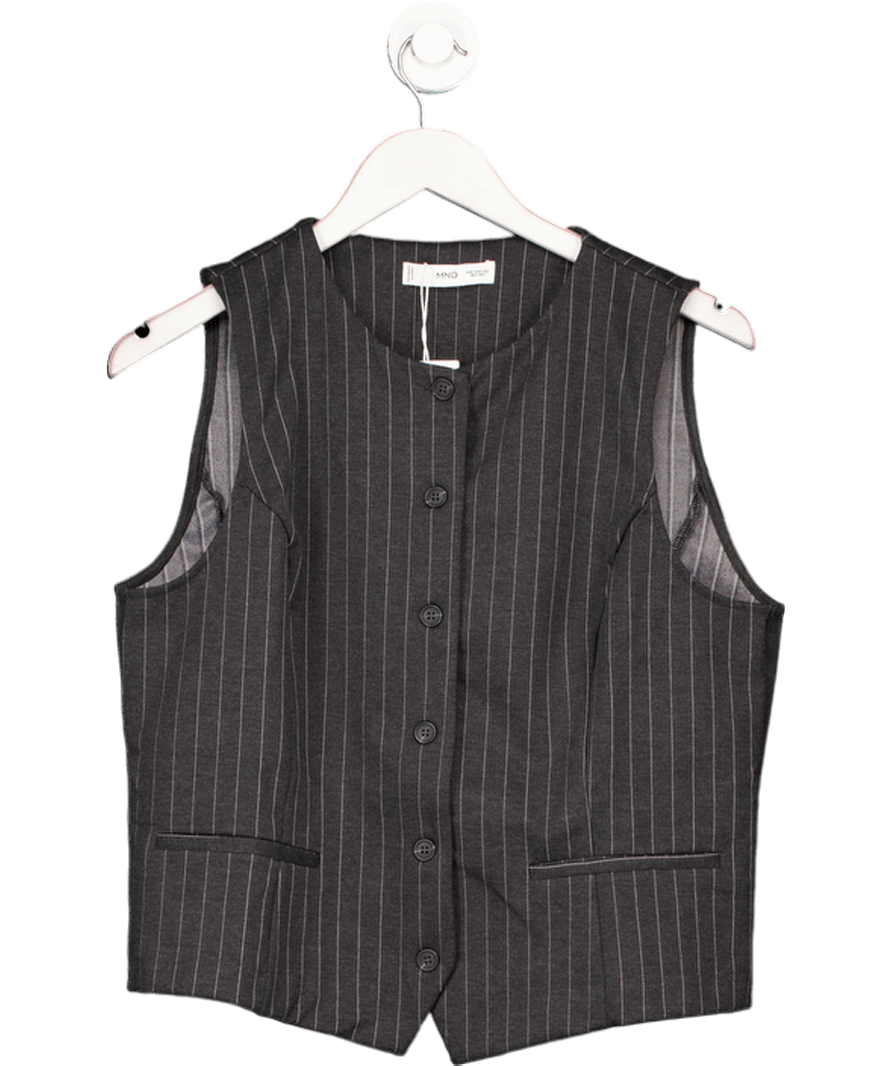 MANGO Grey Pinstripe Roma Knitted Gilet Top UK XXL - Reliked