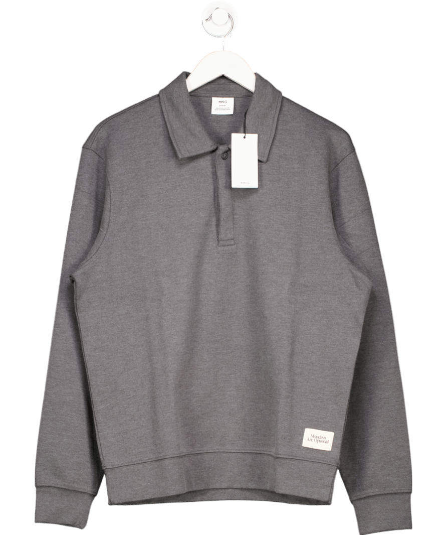 MANGO Grey Polo Sweatshirt UK M - Reliked