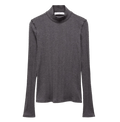 MANGO Grey Ribbed T-shirt With High Neck UK S - Reliked