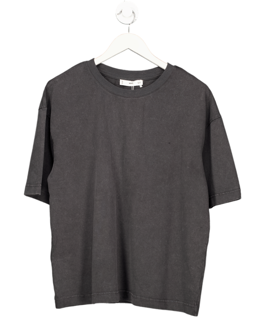 MANGO Grey Wash Oversized Organic Cotton Heavyweight T-shirt UK S - Reliked