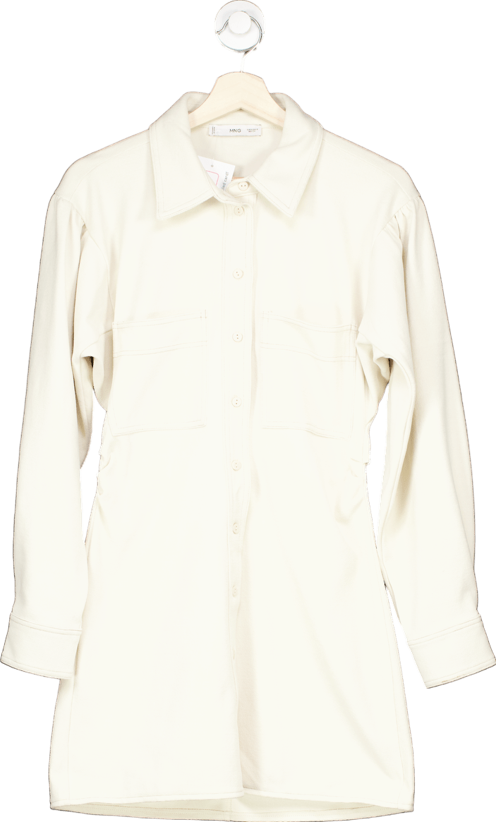 MANGO Ivory Shirt Dress UK S - Reliked