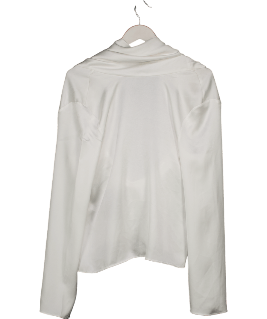 MANGO Ivory White Satin Open - back Blouse UK M - Reliked