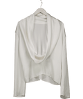 MANGO Ivory White Satin Open - back Blouse UK M - Reliked