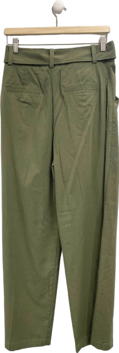 Mango Khaki Belted High - Waisted Trousers EU 38 UK 10 - Reliked