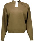MANGO Khaki Green High Neck Zip Detail Jumper UK M - Reliked