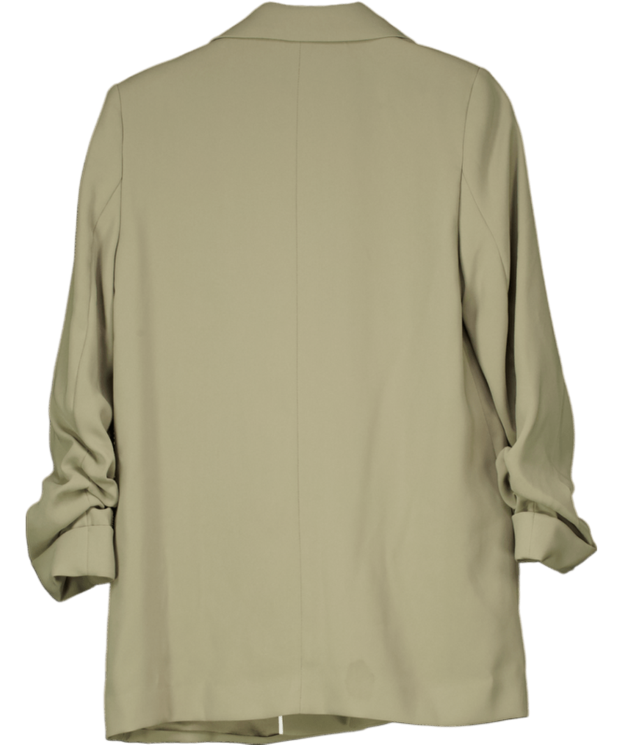 MANGO Khaki Green Ruched Sleeve Blazer UK M - Reliked