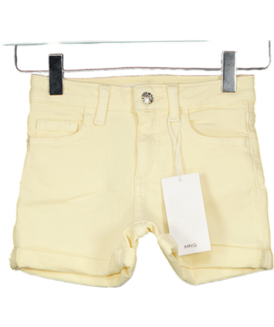 MANGO Lemon Yellow Rolled - up Hem Denim Shorts 6 Years - Reliked