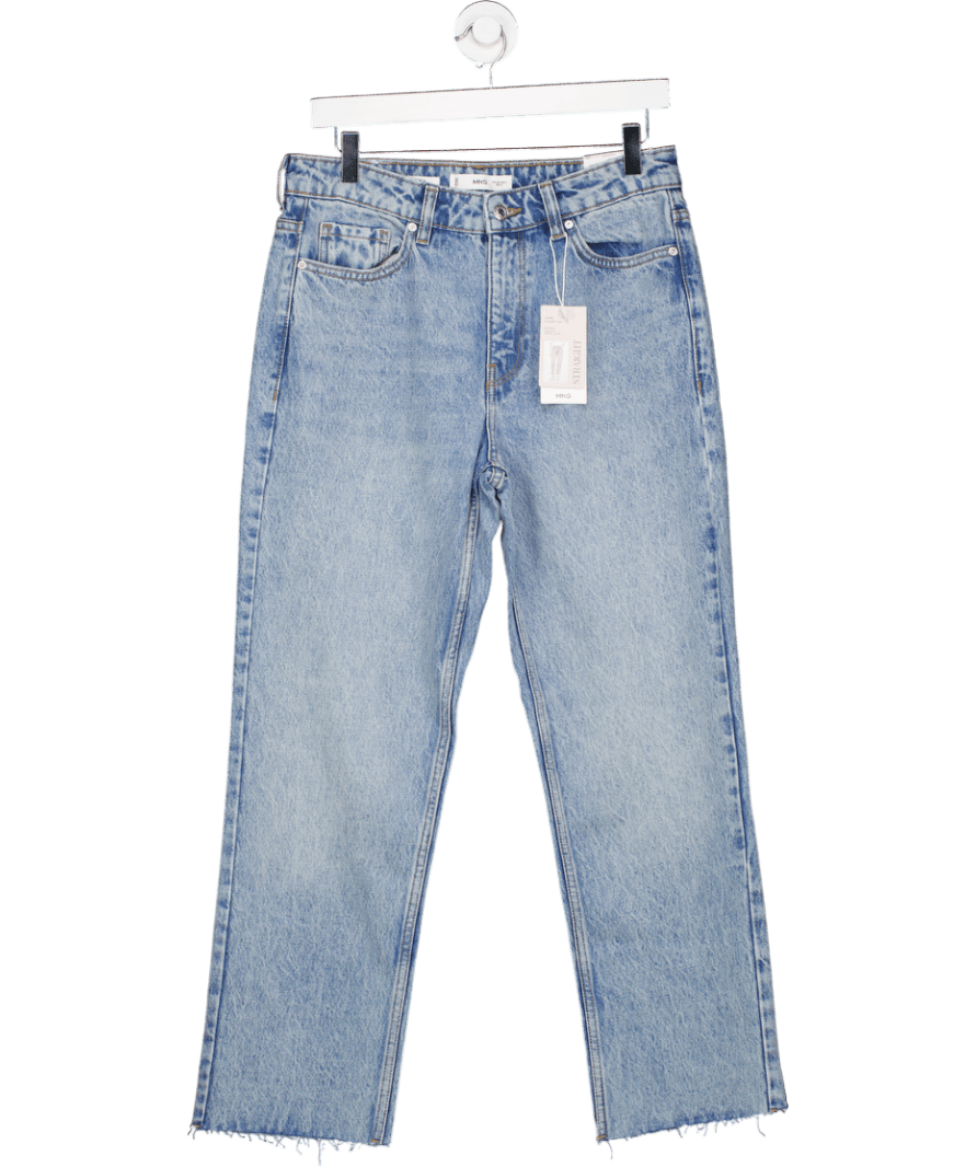 MANGO Light Blue Blanca Straight - fit Cropped Jeans UK 10 - Reliked