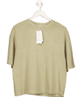 MANGO Light Khaki Green Heavyweught Oversize Cotton T-shirt UK S - Reliked