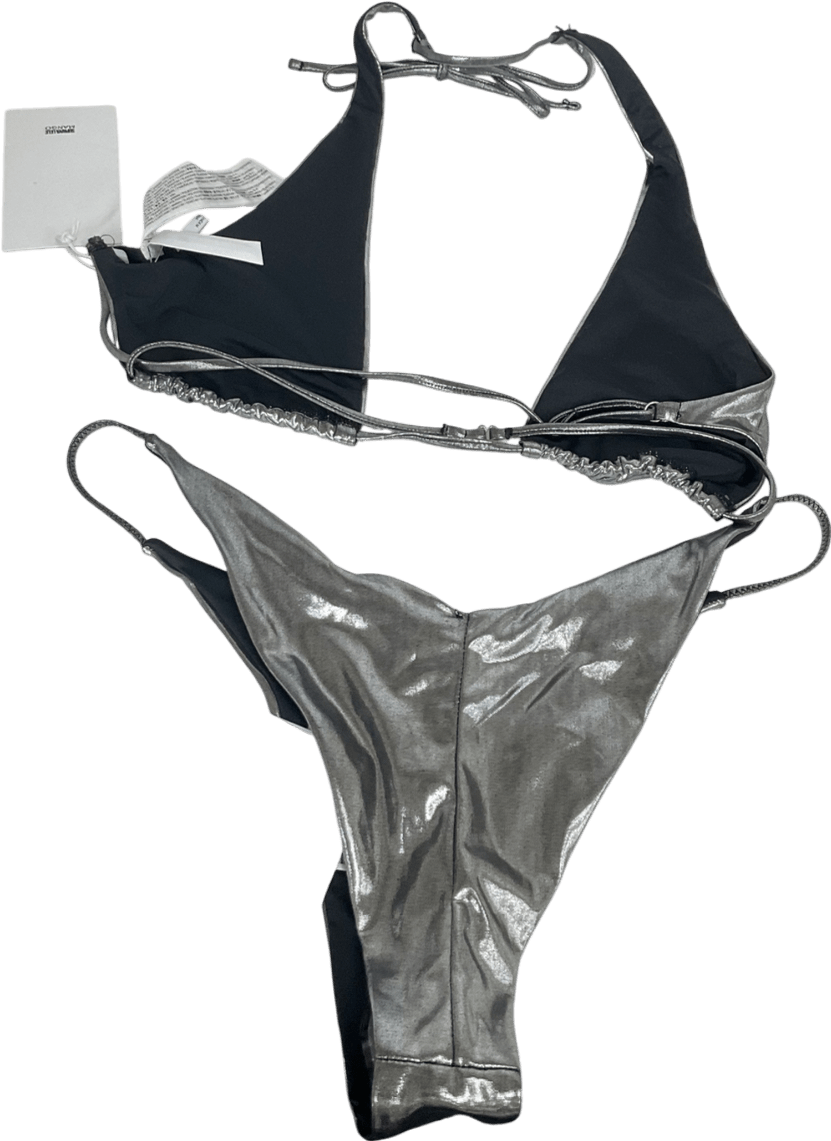 MANGO Metallic Siver Bikini Set UK M - Reliked