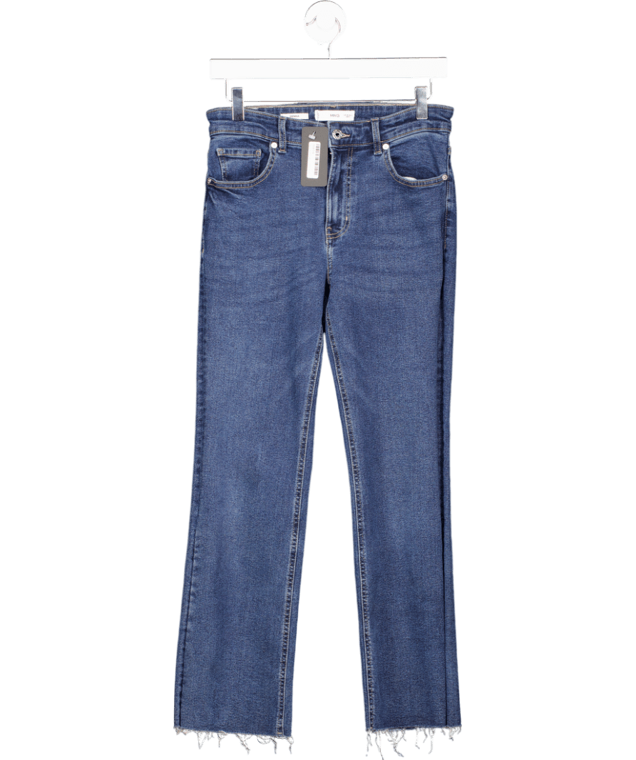 MANGO Mid Blue Sienna Flared Cropped Jeans UK 10 - Reliked