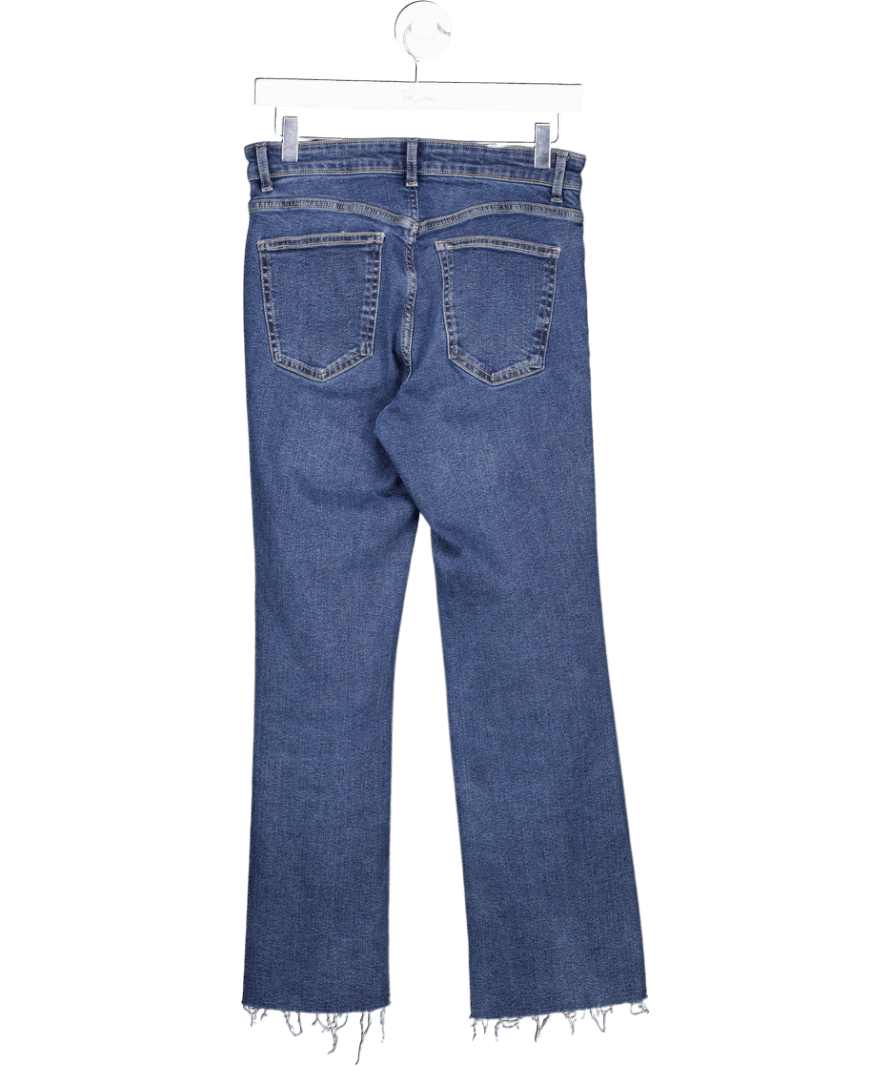MANGO Mid Blue Sienna Flared Cropped Jeans UK 10 - Reliked