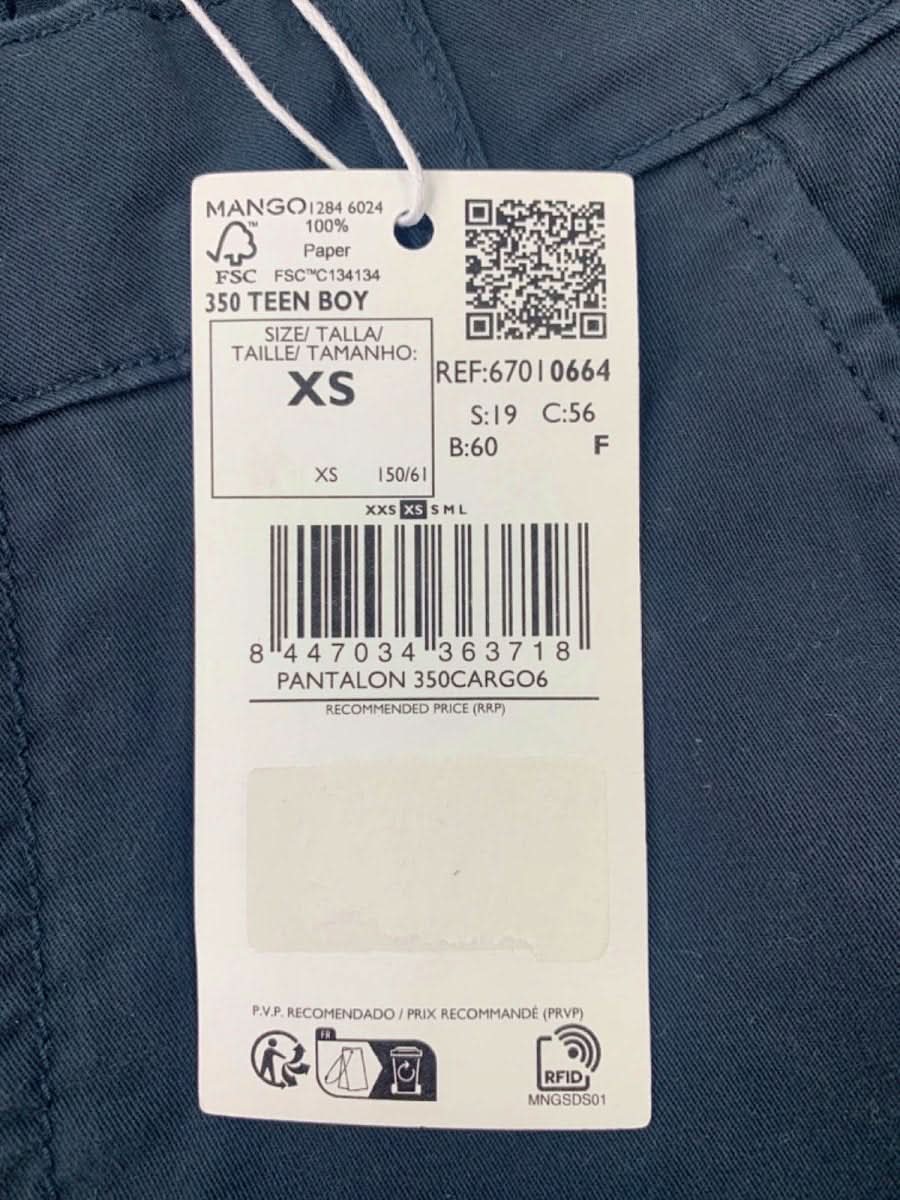Mango Navy Blue Cargo Trousers XS - Reliked