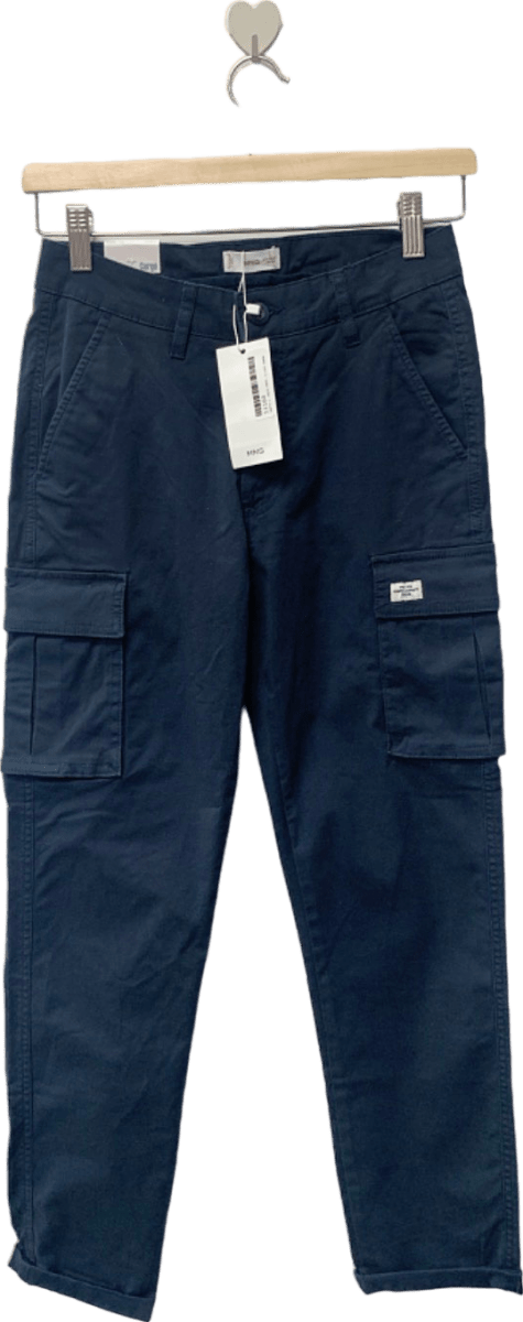 Mango Navy Blue Cargo Trousers XS - Reliked