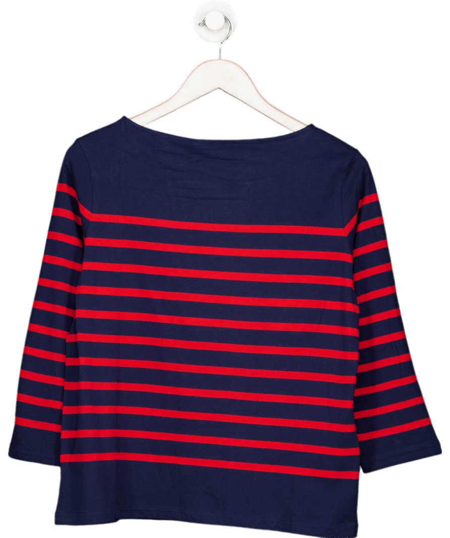 MANGO Navy Blue / Red Striped Boat - neck Breton T-shirt UK M - Reliked