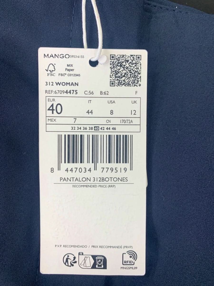 Mango Navy Blue Sailor Trousers UK 12 - Reliked