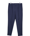 MANGO Navy Blue Textured Drawstring Tapered Trousers W30 - Reliked