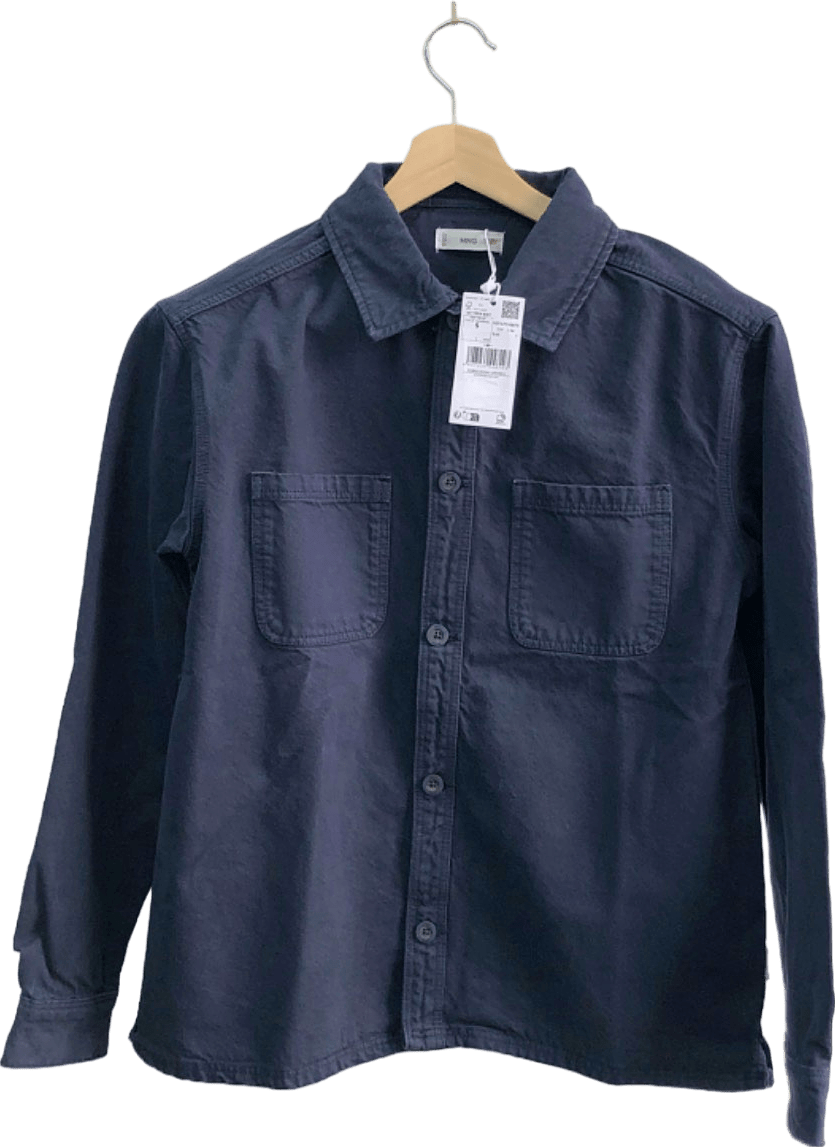 Mango Navy Mix Teen Boy Casual Shirt S - Reliked
