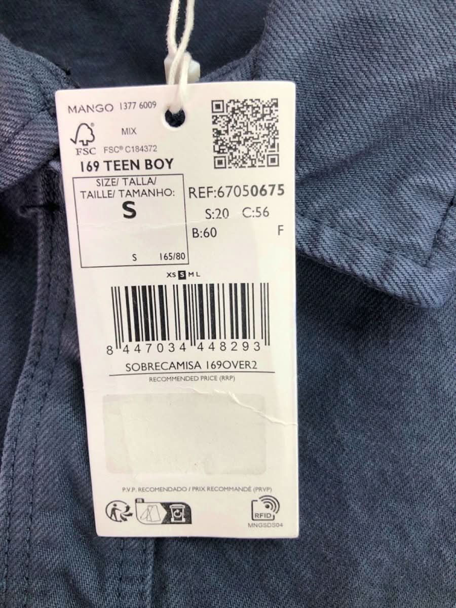Mango Navy Mix Teen Boy Casual Shirt S - Reliked
