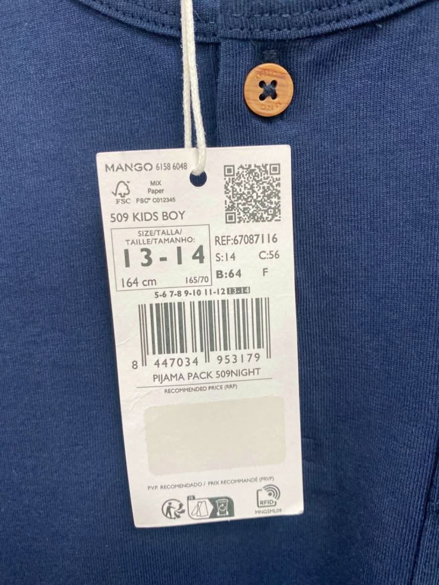 Mango Navy Pyjama Set Boys UK Age 13 - 14 - Reliked