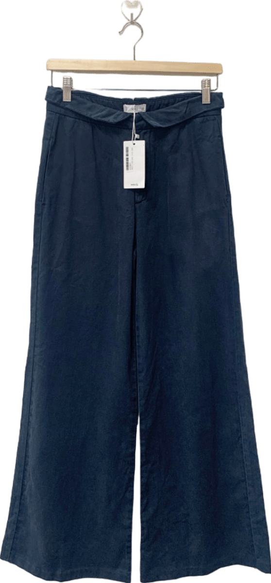 MANGO Navy Wide - Leg Trousers Uk L - Reliked
