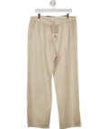 MANGO Nude Elastic Waist Cotton Straight Leg Trousers UK XL - Reliked