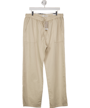 MANGO Nude Elastic Waist Cotton Straight Leg Trousers UK XL