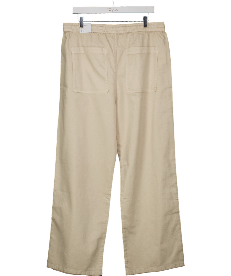 MANGO Nude Elastic Waist Cotton Straight Leg Trousers UK XL - Reliked