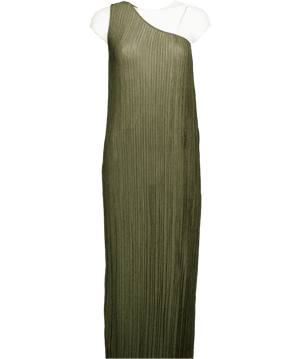 MANGO Olive Green Green Asymmetric Ribbed Knit Dress UK S