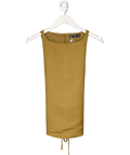 MANGO Olive Green Linen - blend Top With Tie UK M - Reliked