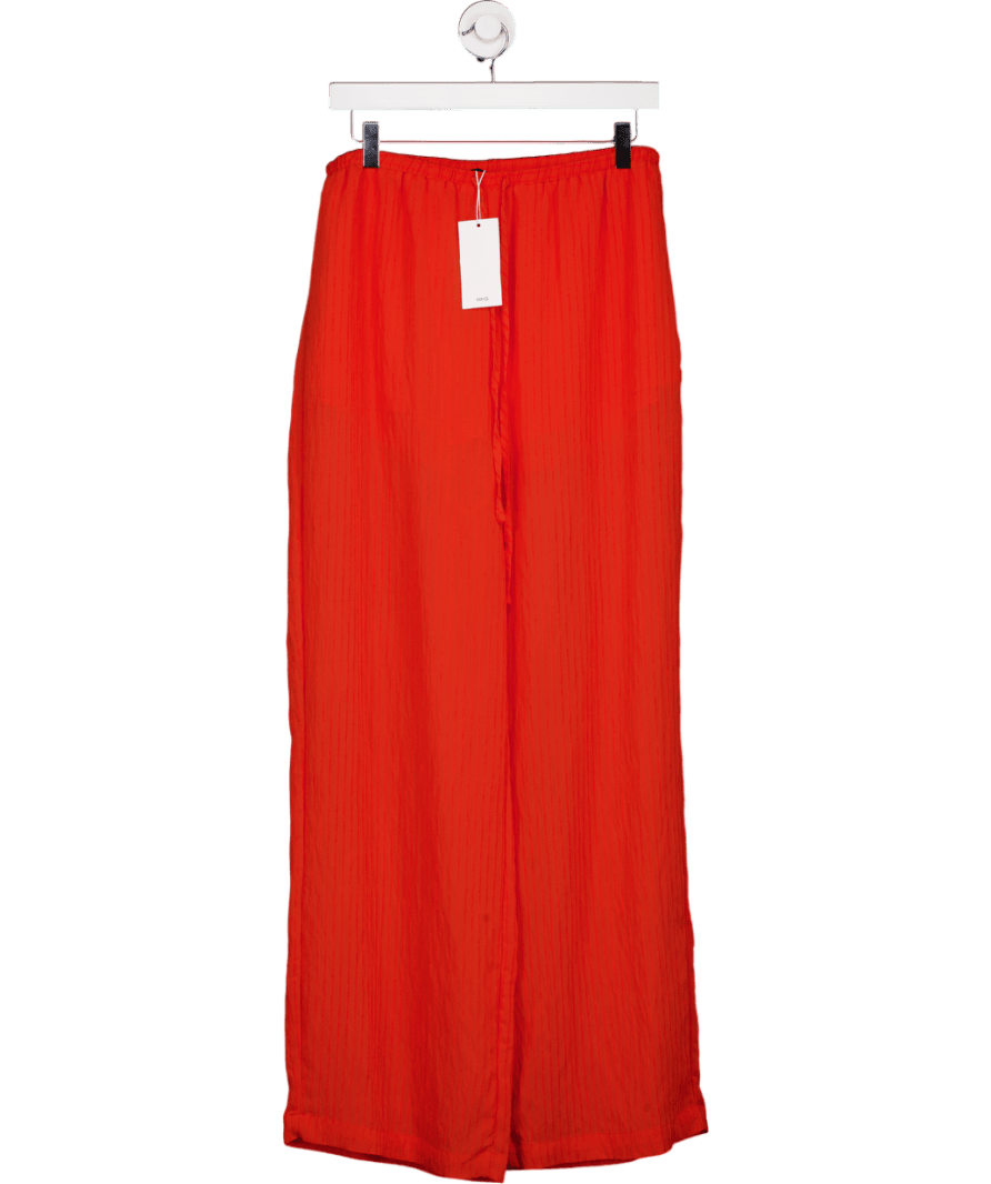 MANGO Orange Straight - leg Crinkled - effect Trousers UK L - Reliked