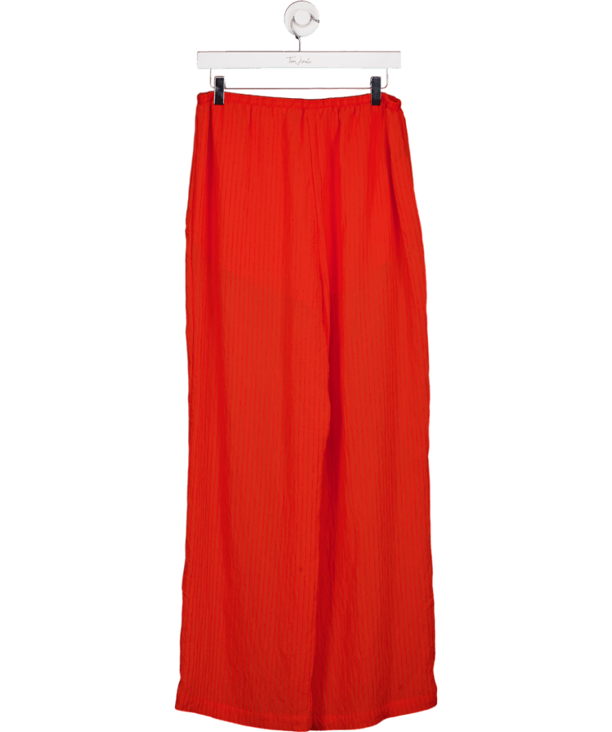 MANGO Orange Straight - leg Crinkled - effect Trousers UK L - Reliked