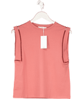 MANGO Pink Cotton T-shirt With Openwork Trim UK XS - Reliked
