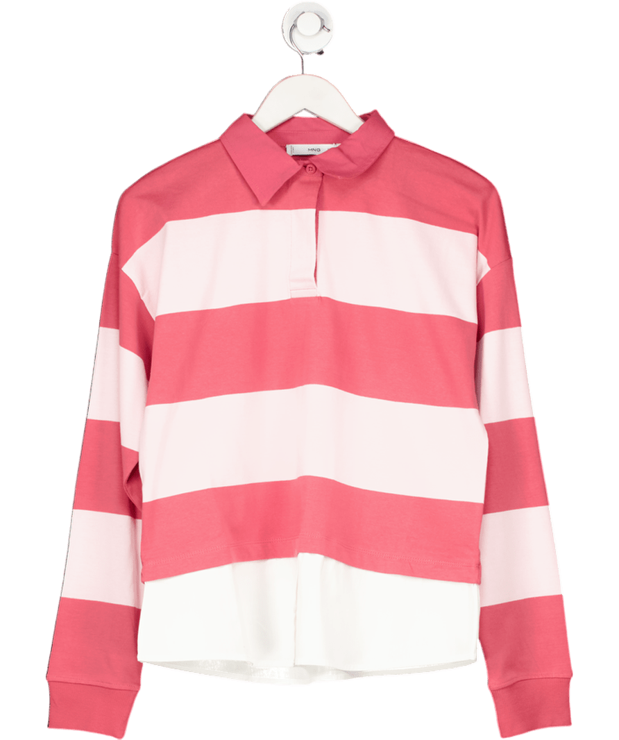 MANGO Pink Striped Rugby Shirt UK S - Reliked