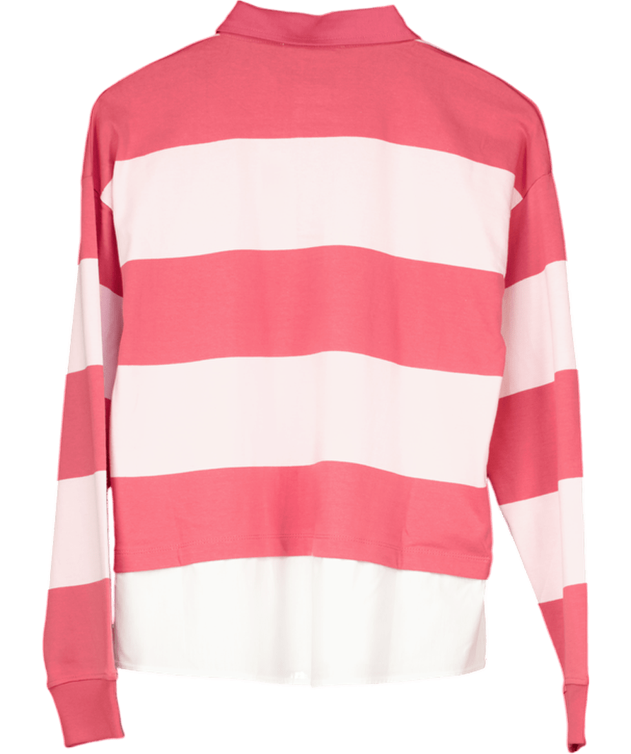 MANGO Pink Striped Rugby Shirt UK S - Reliked